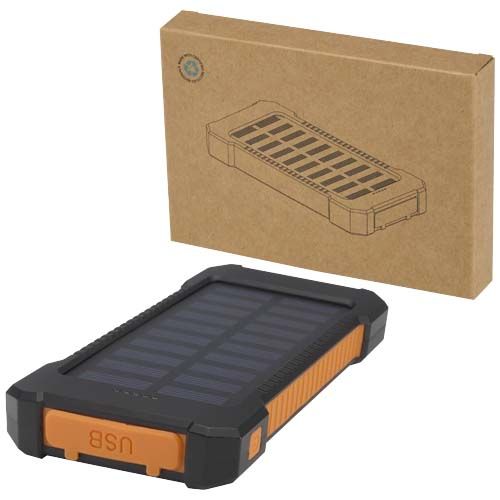 Robusto power bank a energia solare da 5.000 mAh e 10 W in plastica riciclata con torcia incorporata Altair