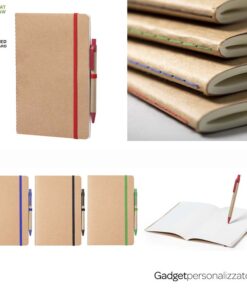 Quaderno A5 Esteka con copertina e penna in cartone riciclato