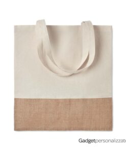 Shopper in cotone twill con dettagli in juta