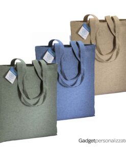 Shopper carbon neutral in cotone riciclato pesante con manici lunghi