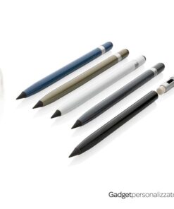 Penna senza inchiostro in alluminio con gomma e punta touchscreen