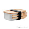 Lunch box portapranzo Savanna in acciaio inossidabile con coperchio in bambù