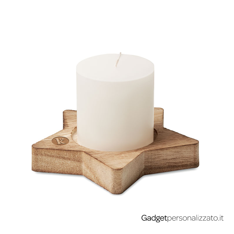 Candela profumata alla vaniglia su base legno