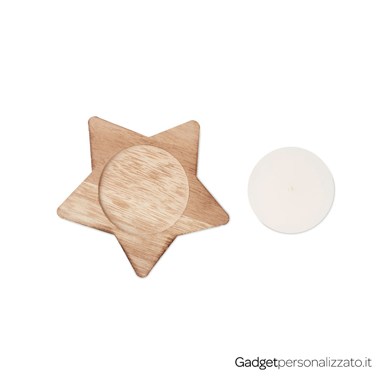 Candela profumata alla vaniglia su base legno - immagine 2