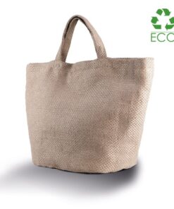 Borsa in juta filato naturale e tasca interna con zip