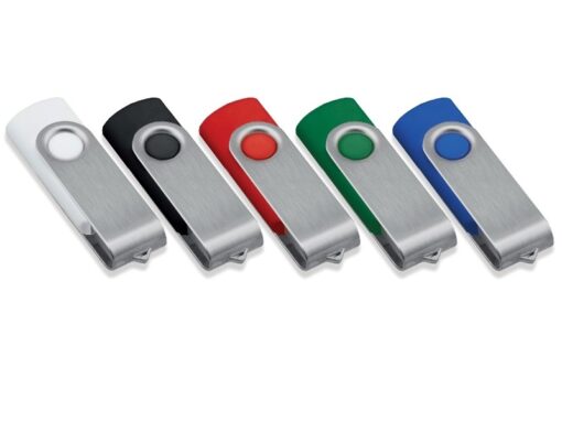 Chiave di memoria USB in plastica soft touch con cap rotante in metallo