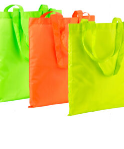 Shopper fluo con manici lunghi in poliestere