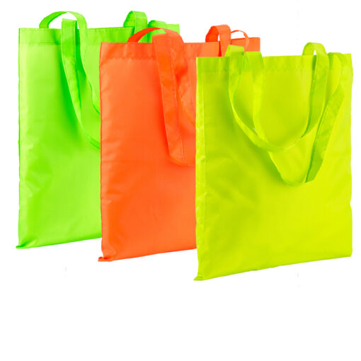 Shopper fluo con manici lunghi in poliestere