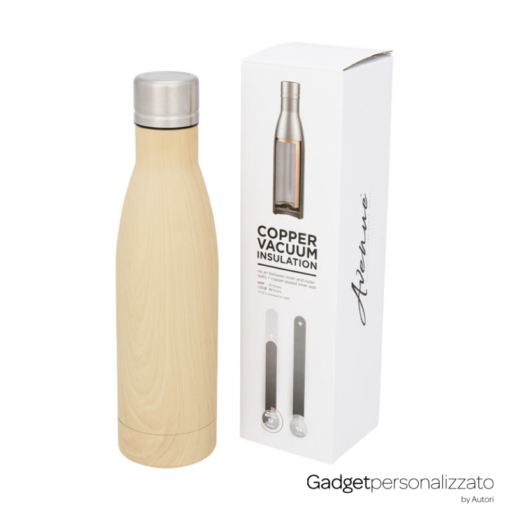 Bottiglia Vasa Wood inox con isolamento sottovuoto effetto legno naturale 500 ml