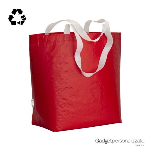 Shopper in rPET laminato con soffietto alla base e manici lunghi