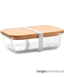 Lunch box portapranzo Tundra in vetro con coperchio in bambù