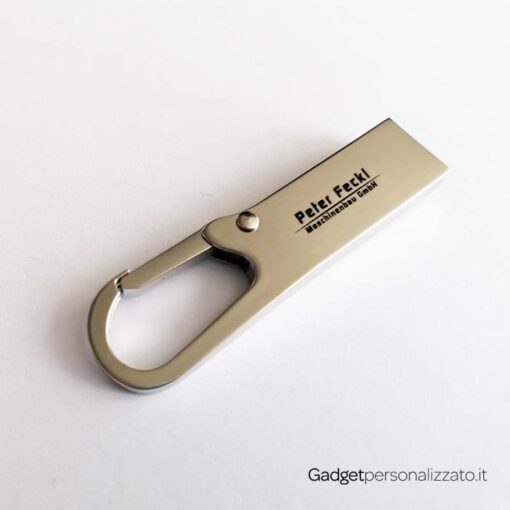 Chiave USB Hook Large in metallo con moschettone incorporato