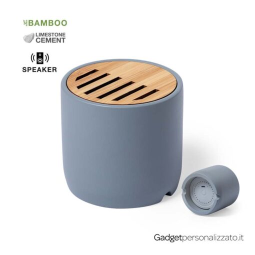 Speaker Bluetooth con cassa in pietra calcarea e bambù