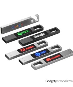 Chiave USB Hook L in metallo con logo illuminato