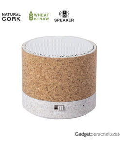 Speaker Bluetooth Nerel con finitura in sughero e fibra di grano