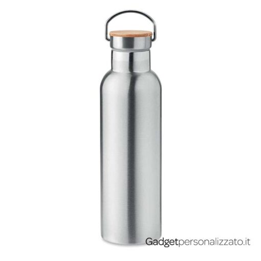 Bottiglia termica Helsinki Med in acciaio inox con coperchio in bambù 750 ml