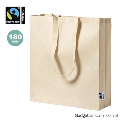 Shopper Elatek Fairtrade in cotone con soffietto