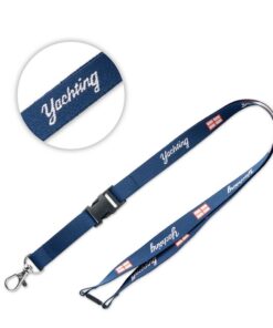 Lanyard con logo Jaquard con fibbia sganciabile e sgancio di sicurezza