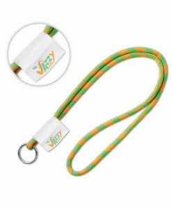 Lanyard tubolare bicolore con etichetta in tessuto