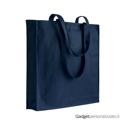 Shopper in cotone con manici lunghi e soffietto