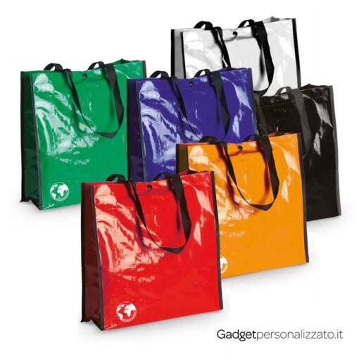 Borsa shopper Recycle biodegradabile con manici lunghi rinforzati