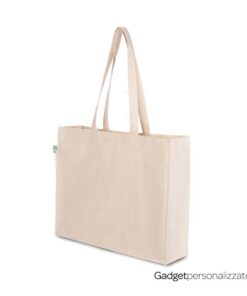 Borsa shopping in cotone canvas pesante 100% organico  con manici lunghi